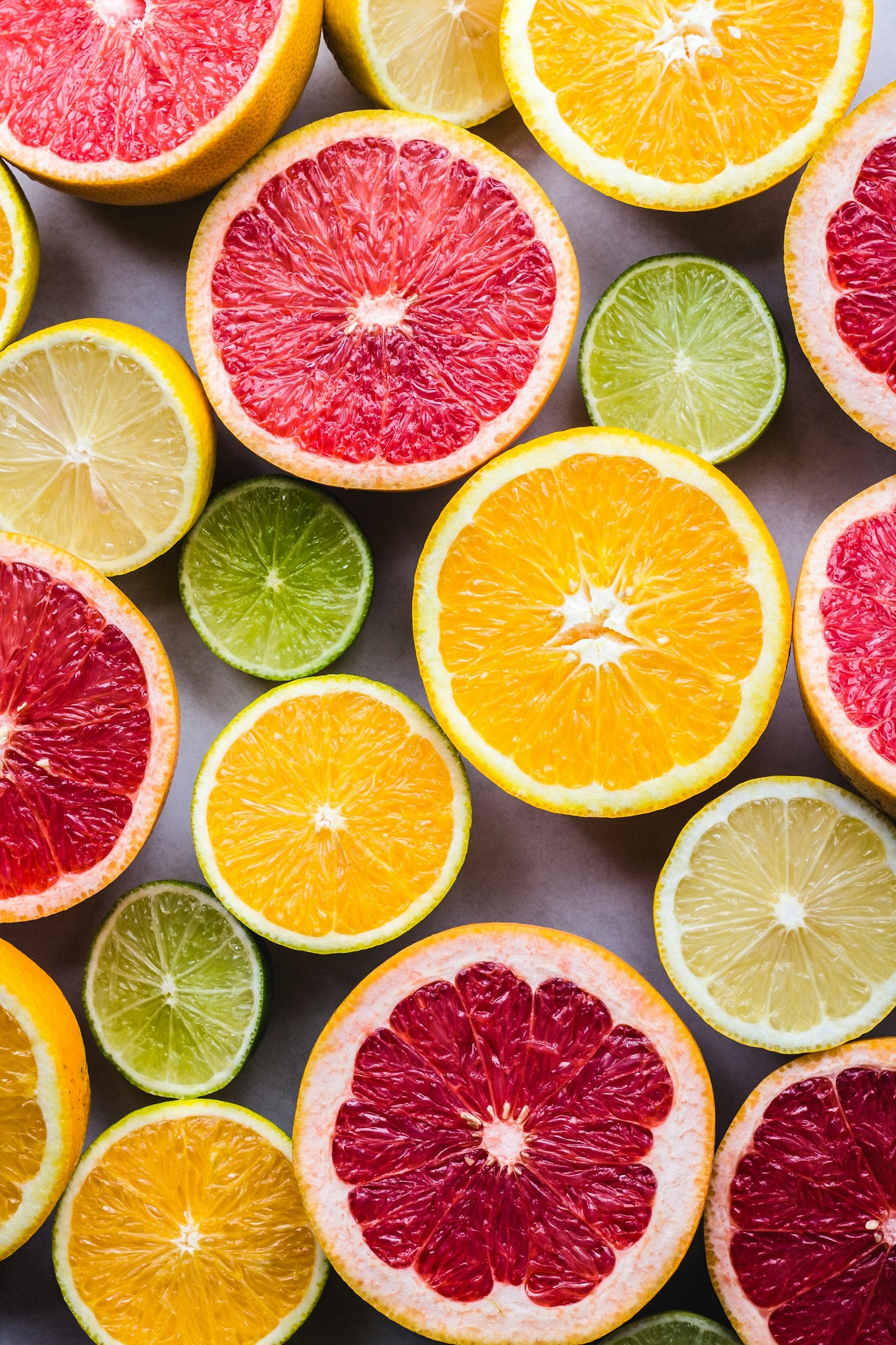 Sliced lemon, lime and citrus fruit