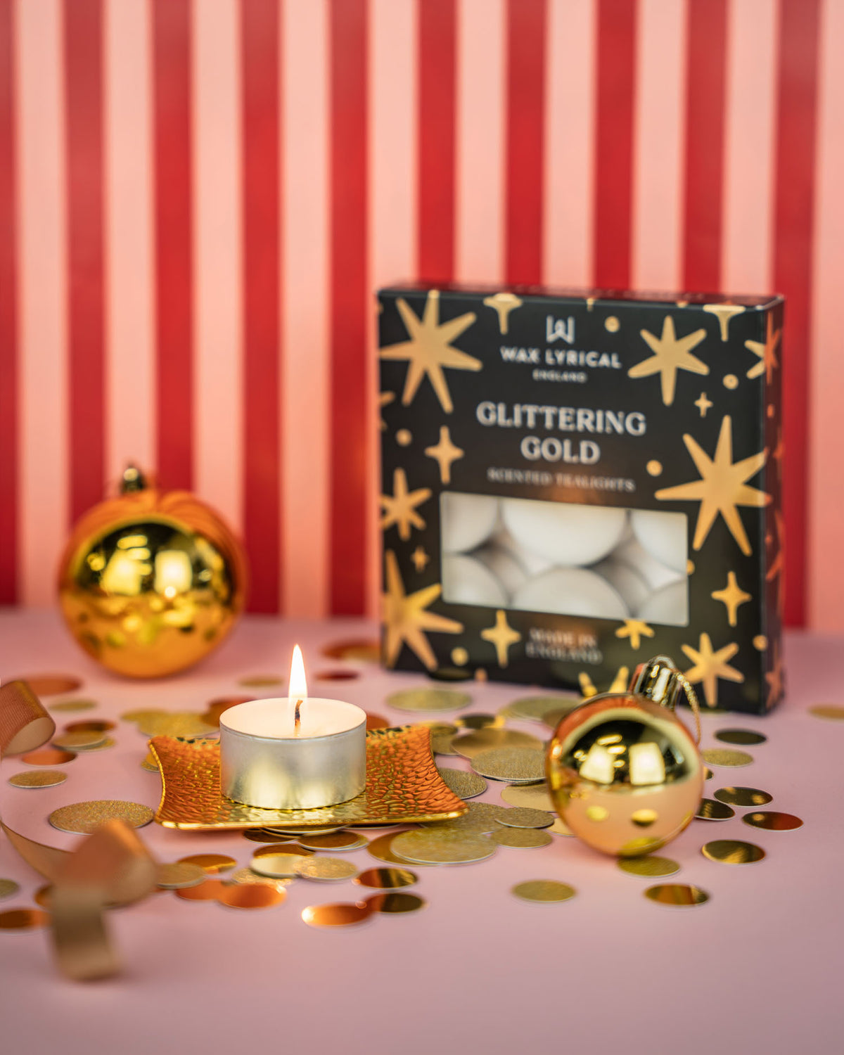 Glittering Gold Tealights (9 Pack)