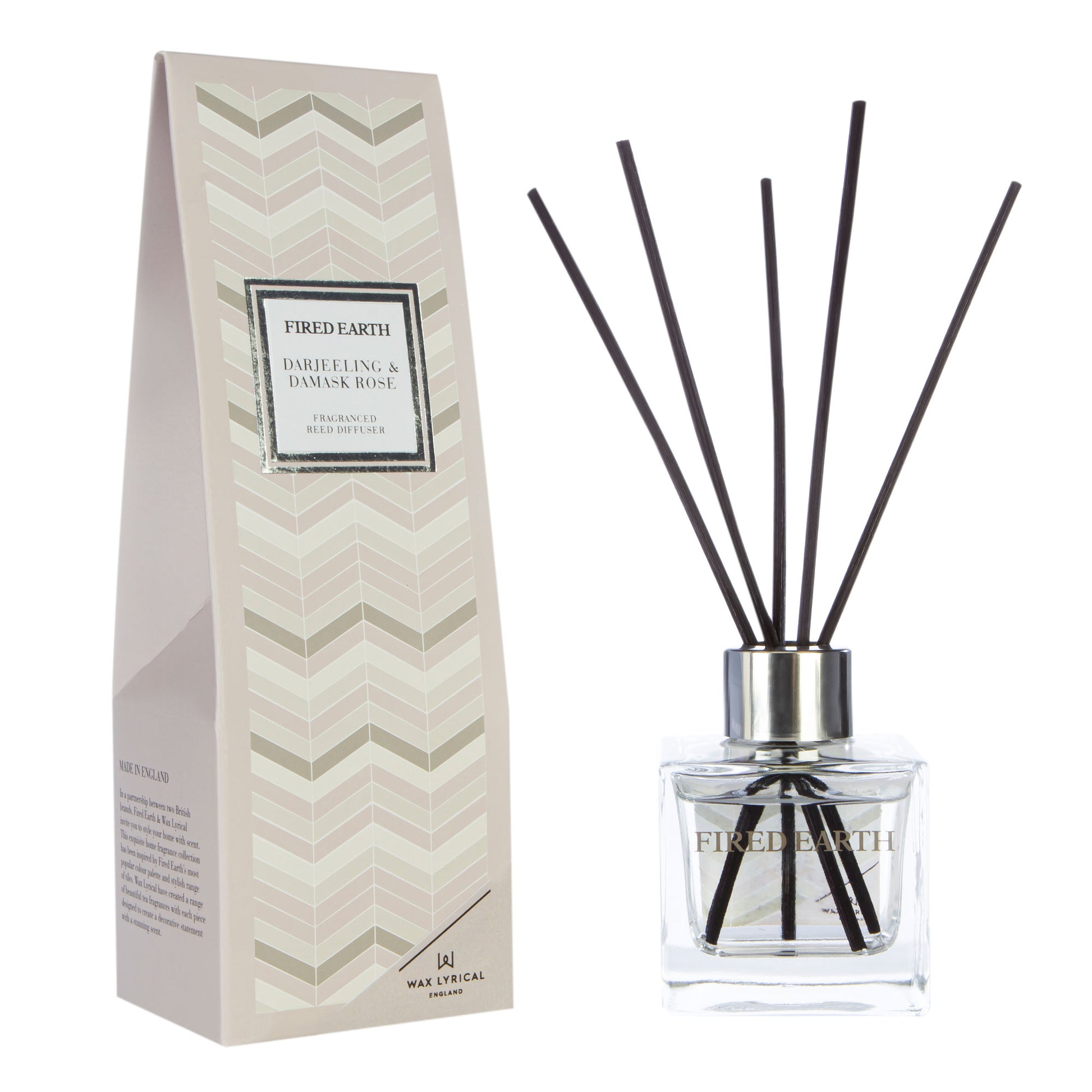 Fired Earth Reed Diffuser 100ml Darjeeling & Damask Rose