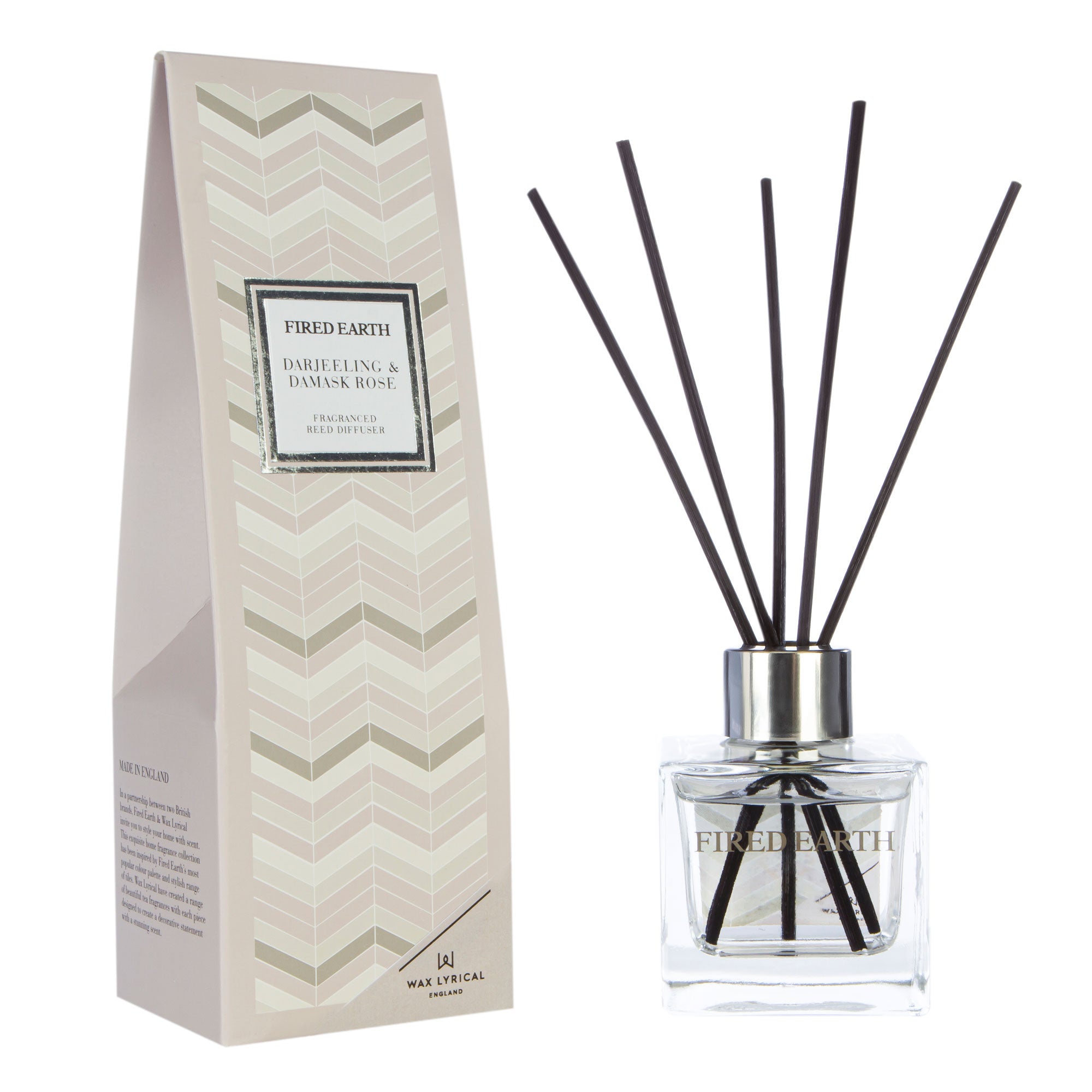 Fired Earth Reed Diffuser 100ml Darjeeling & Damask Rose